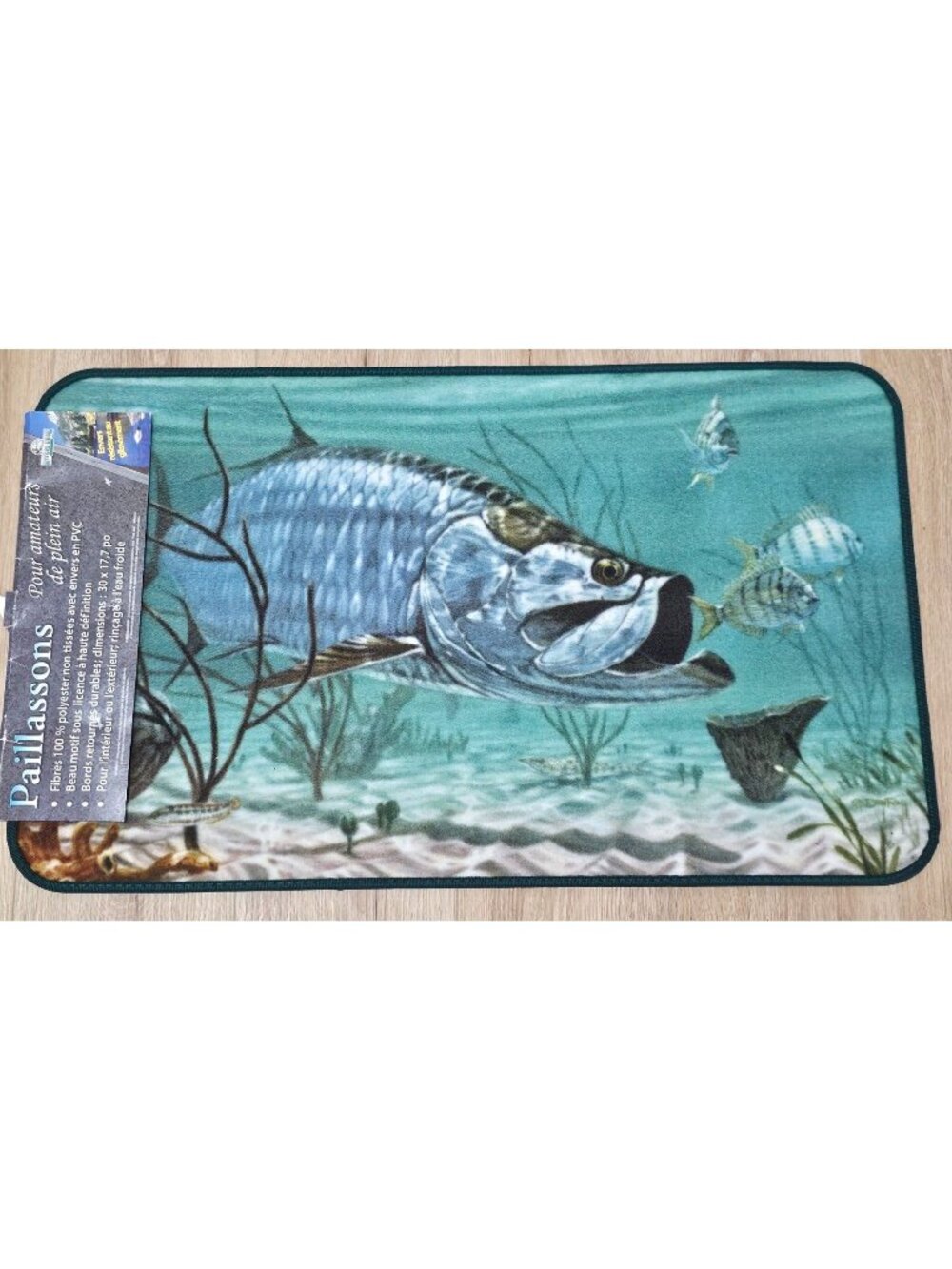 NEW Vintage Bass Pro Shop Rivers Edge Blue Tarpon Door Mat 30"x 17.7"